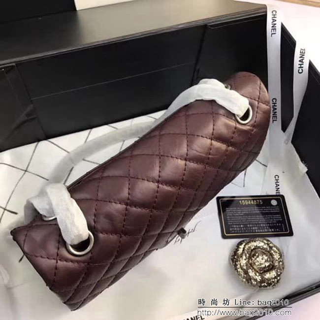 香奈兒CHANEL 225 進口大象紋胎牛皮金銀扣單肩斜挎鏈條包 DSC2036